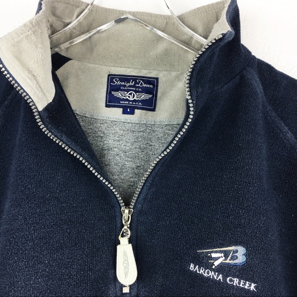 Straight Down Zip Up Pullover | Navy down Pullover - Picture 4 of 8